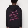 YOURTURN Embroidered Text Hoodie UnisexFelpa Con CappuccioBlack Uomo Maglieria E Felpe YO122S0E4-Q11