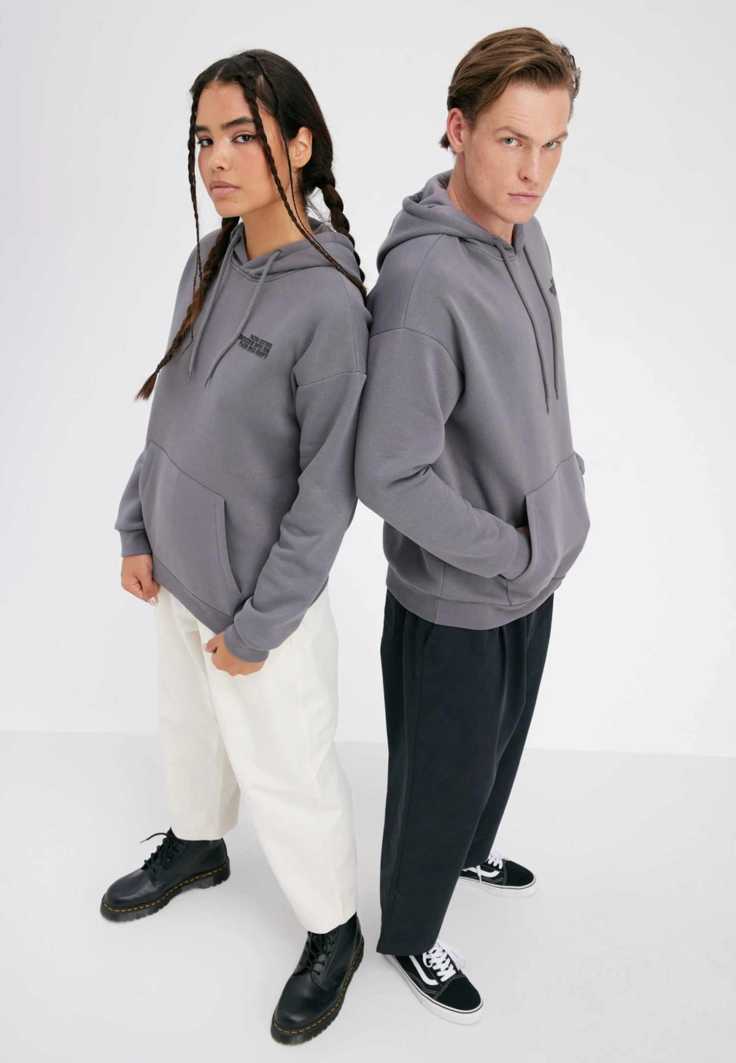 YOURTURN Unisex - Felpa Con Cappuccio - Grey 4 YOURTURN Unisex - Felpa Con Cappuccio - Grey - immagine 2