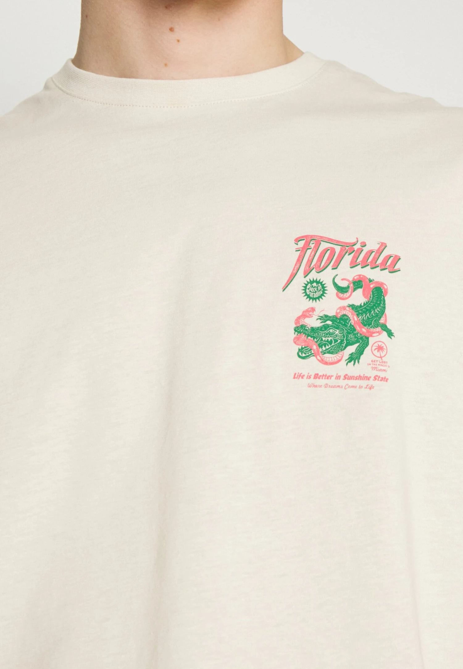 YOURTURN Crocodile Florida Graphic Tee Unisex T-Shirt Con StampaBeige Uomo T-shirt E Polo YO1210130-B11 7 YOURTURN Crocodile Florida Graphic Tee Unisex T-Shirt Con StampaBeige Uomo T-shirt E Polo YO1210130-B11 - immagine 5