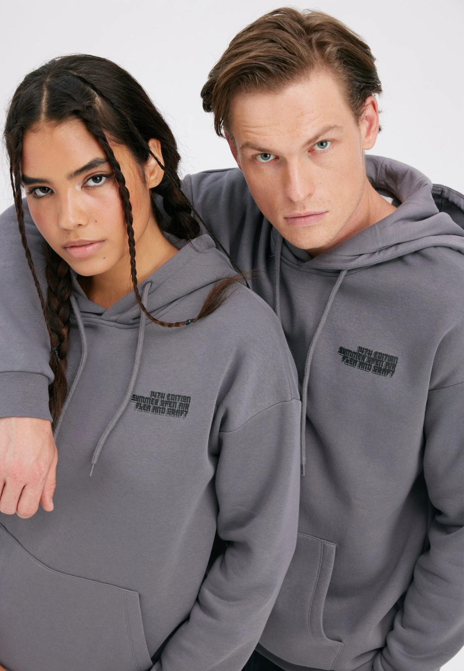 YOURTURN Unisex - Felpa Con Cappuccio - Grey 5 YOURTURN Unisex - Felpa Con Cappuccio - Grey - immagine 3