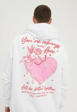 YOURTURN Heart Back Print Relaxed Hoodie UnisexFelpa Con CappuccioWhite Uomo Maglieria E Felpe YO121013W-A11 -Negozio Online Yourturn Italia ce0ba314ea484cd1bc8cf5b8dacbcec9
