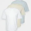 YOURTURN 3Pack UnisexT-Shirt BasicWhite/Off-White/Light Blue Donna T-shirt E Top YO12100DJ-A11