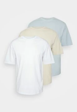 YOURTURN 3Pack UnisexT-Shirt BasicWhite/Off-White/Light Blue Donna T-shirt E Top YO12100DJ-A11