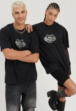 YOURTURN Unisex - T-Shirt Con Stampa - Black