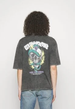 YOURTURN Skull Graphic Tee UnisexT-Shirt Con StampaMottled Black Donna T-shirt E Top YO121012M-Q11